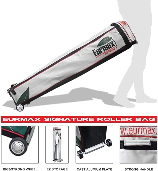 (Only bag) Eurmax USA Patented 10x10 Pop Up Canopy Tent Party Tent Commercial Instant Canopies Shelter with Heavy Duty Roller Bag,Bonus 4 Sand Bags (White)