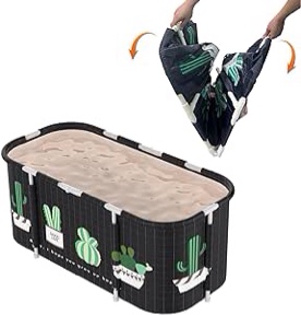 Portable Bathtub For Shower Stall, Large 47 inch Foldable Soaking Bathing Tub for Adults, Separate Family Bathroom Japanese SPA Collapsible Tub, Ideal for Hot Bath Ice Bath