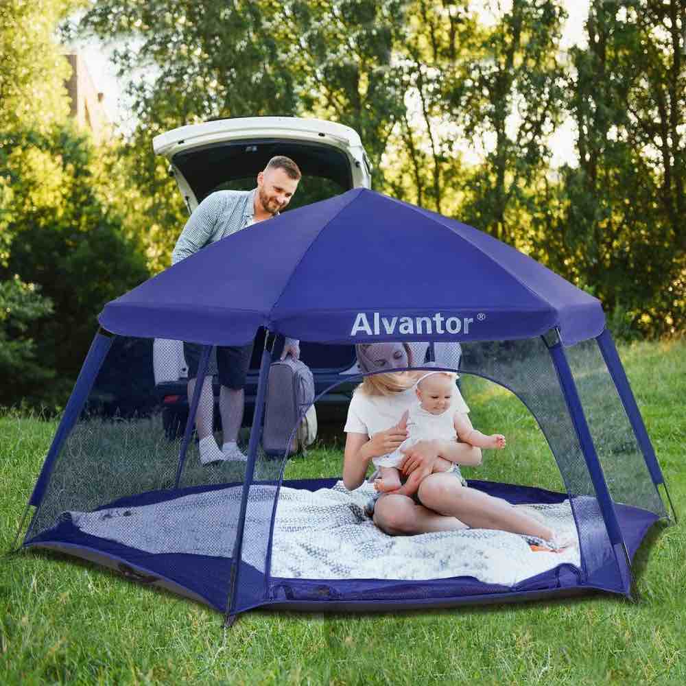 New Version] Alvantor Pop Up Baby Playpen Space Canopy Safe Fence Pin 6 Panel