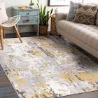 Distressed Modern Abstract 5 x7 Yellow Area Rug