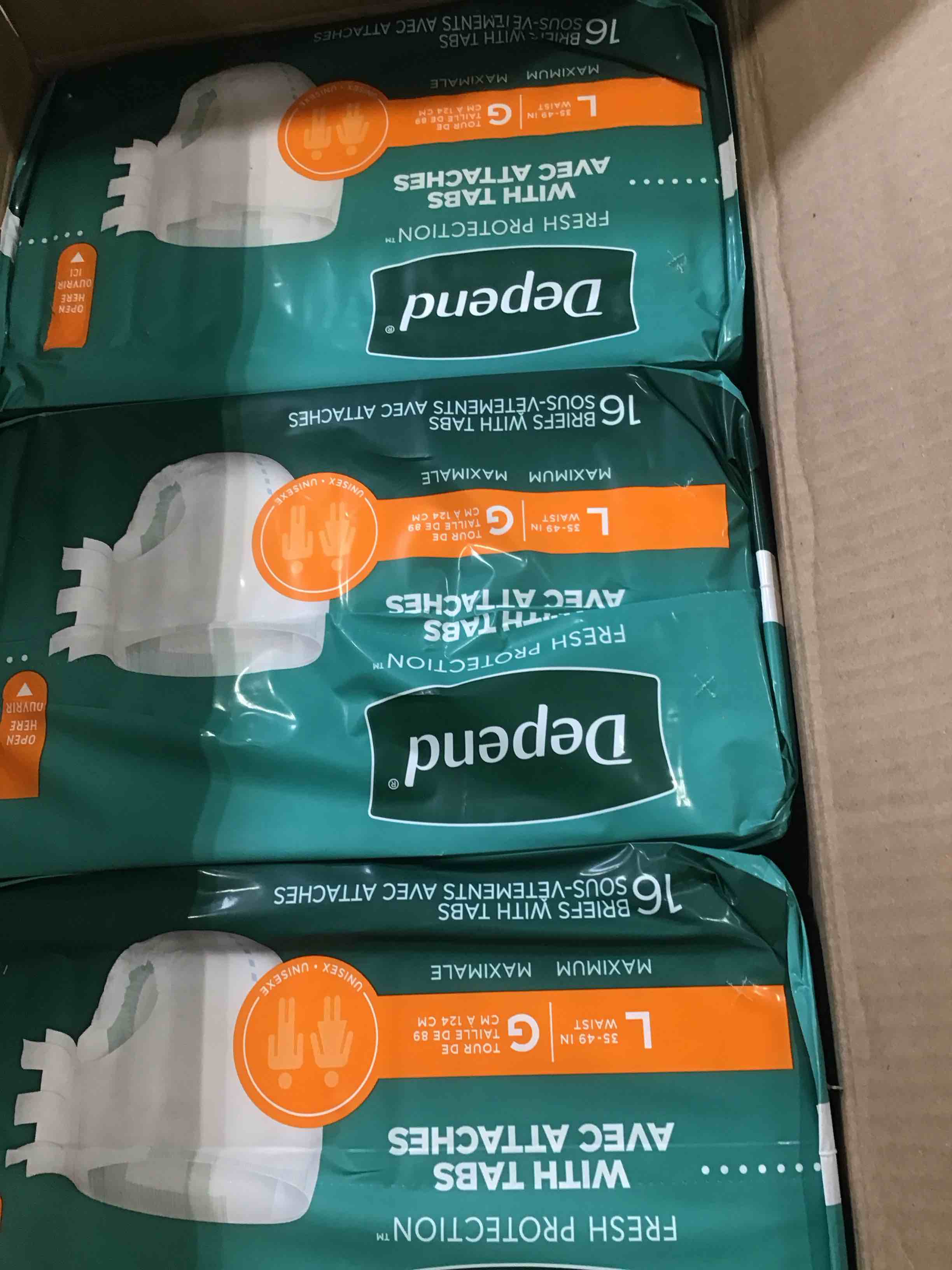 Depend briefs with tabs L-unisex