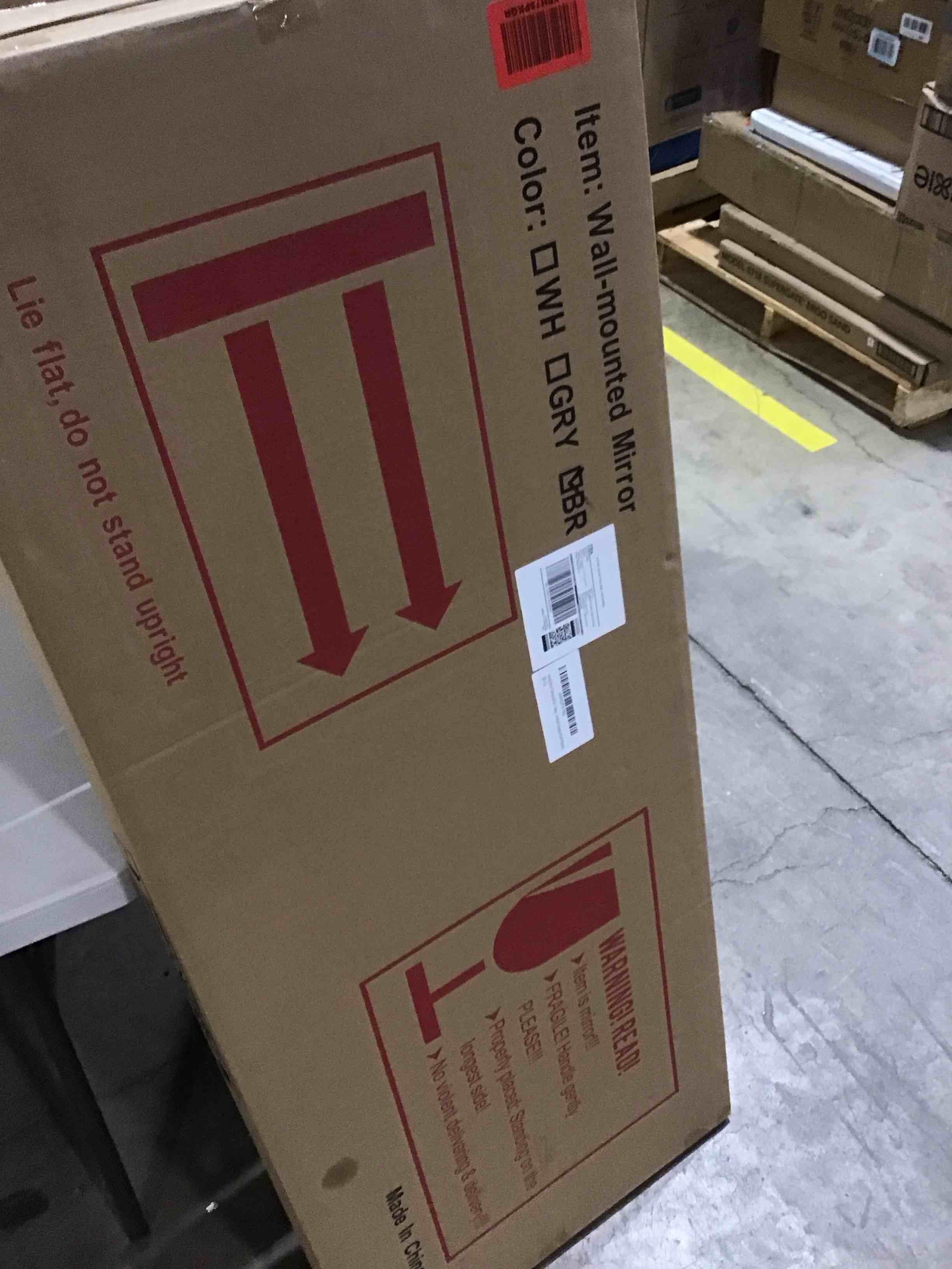 Amazon Brand - Stone & Beam Wood and Iron Hanging Wall Mount Mirror, Glass, Rectangular, 13.75" x 1.25" x 42.25", Brown and Black