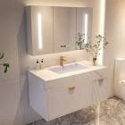 Tashelle 35.4'' Modern Single Bathroom Vanity with Sintered Stone Top, Floading Vanities with Drawers