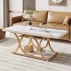 Mattheu Modern Rectangle Coffee Table, Faux Marble Coffee Table for Living Room