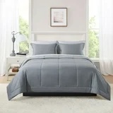 Mainstays 7 Piece Reversible Bed in a Bag Comforter Set with Sheets, Gray, Full