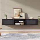 Modern Black Floating TV Stand up to 90" TV Wall Mount Media Console