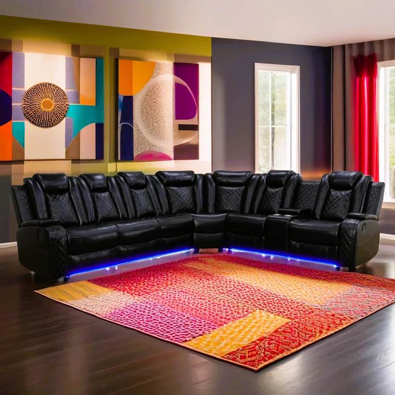 (similar) (incomplete) (box 1 of 3 )Magean Breathing Leather 3-Piece Living Room Recliner Sofa Set, Black