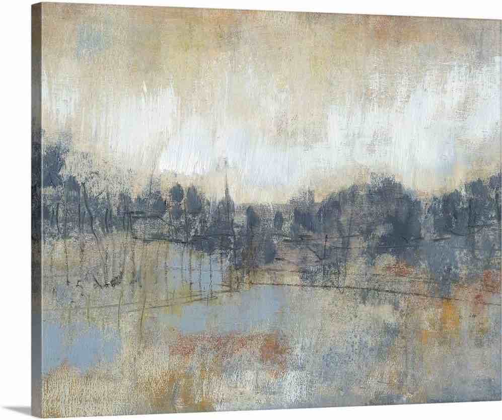 'Cool Gray Horizon I' by Jennifer Goldberger - Wrapped Canvas Painting Print