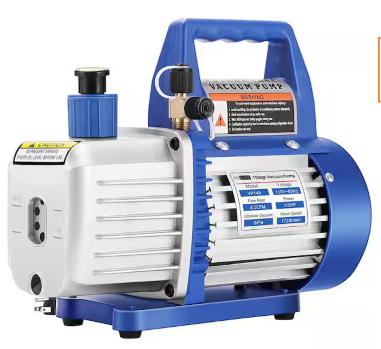 VIVOHOME 110V 1/3 HP 4.5 CFM Single Stage Rotary Vane Air Vacuum Pump with Oil Bottle