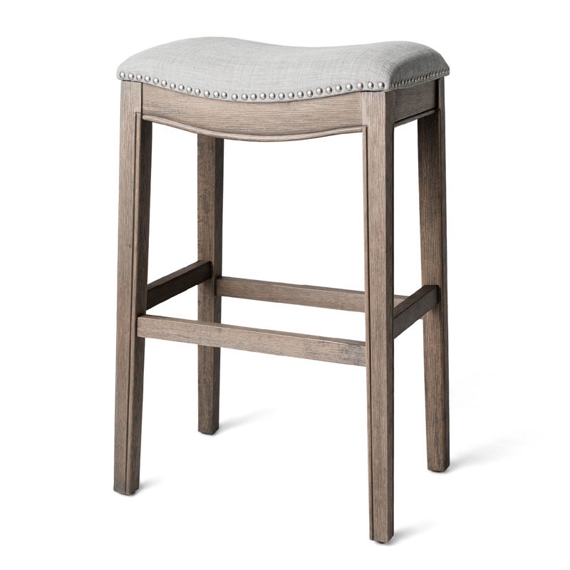 Maven Lane Adrien Backless Saddle Kitchen Counter Stool with Fabric Upholstery