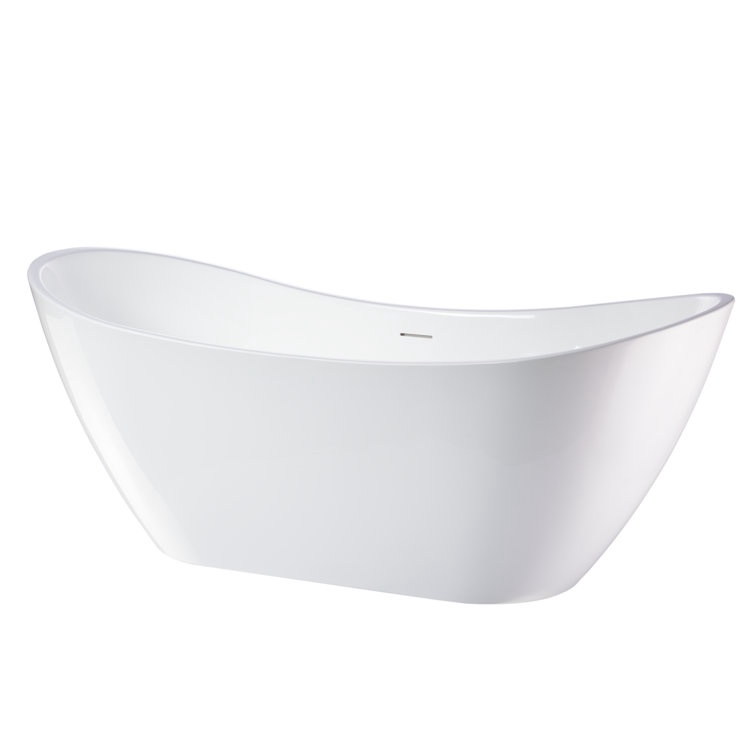 White/Matte Black Ophelia 71" x 32'' Freestanding Soaking Acrylic Bathtub (Part number: VA6517-MB)