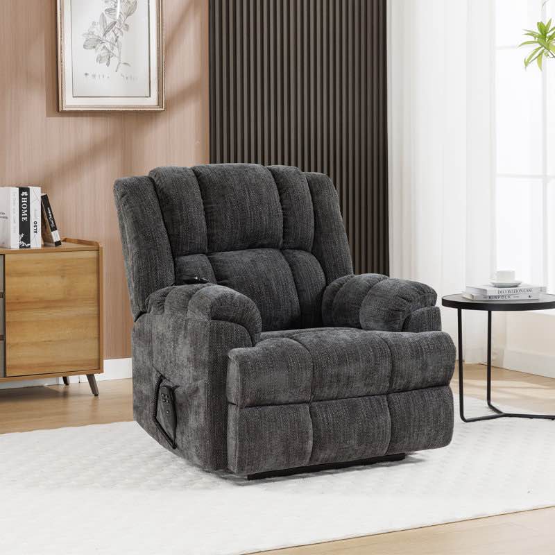 Dual Motor Power Lift Recliner with Heat and Massage, Infinite Position, 180°Reclining, Sidepocket