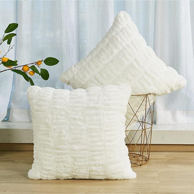 Ruched Faux Fur Throw Pillow Covers Cozy Soft Ruched Square Throw Pillow Covers