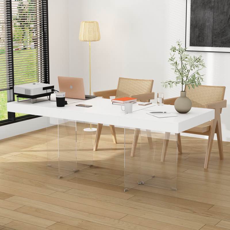 78.7” Wide Conference Table With Tempered Glass Legs