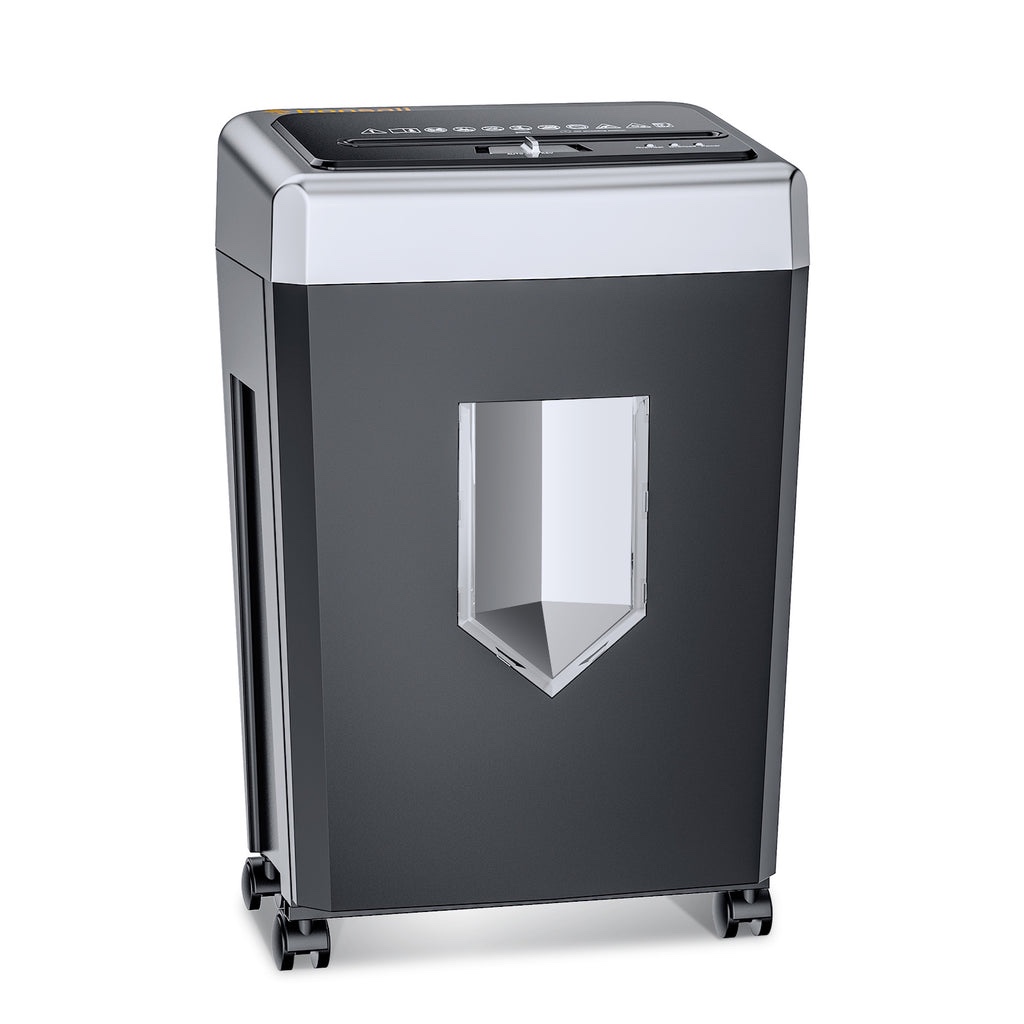 Bonsaii 15-Sheet Cross-Cut Office Paper Shredder 40-Minute Heavy Duty Shredder Shreds CDs/Credit Cards With 4 Casters (BS-169B)