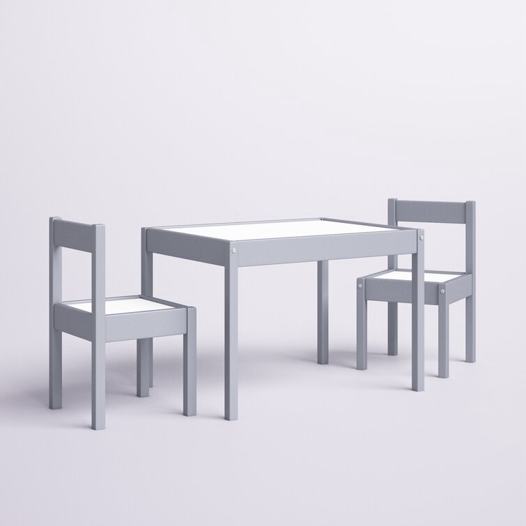 Gray Hunter Kids Solid Wood Rectangular Play Table and Chair Set