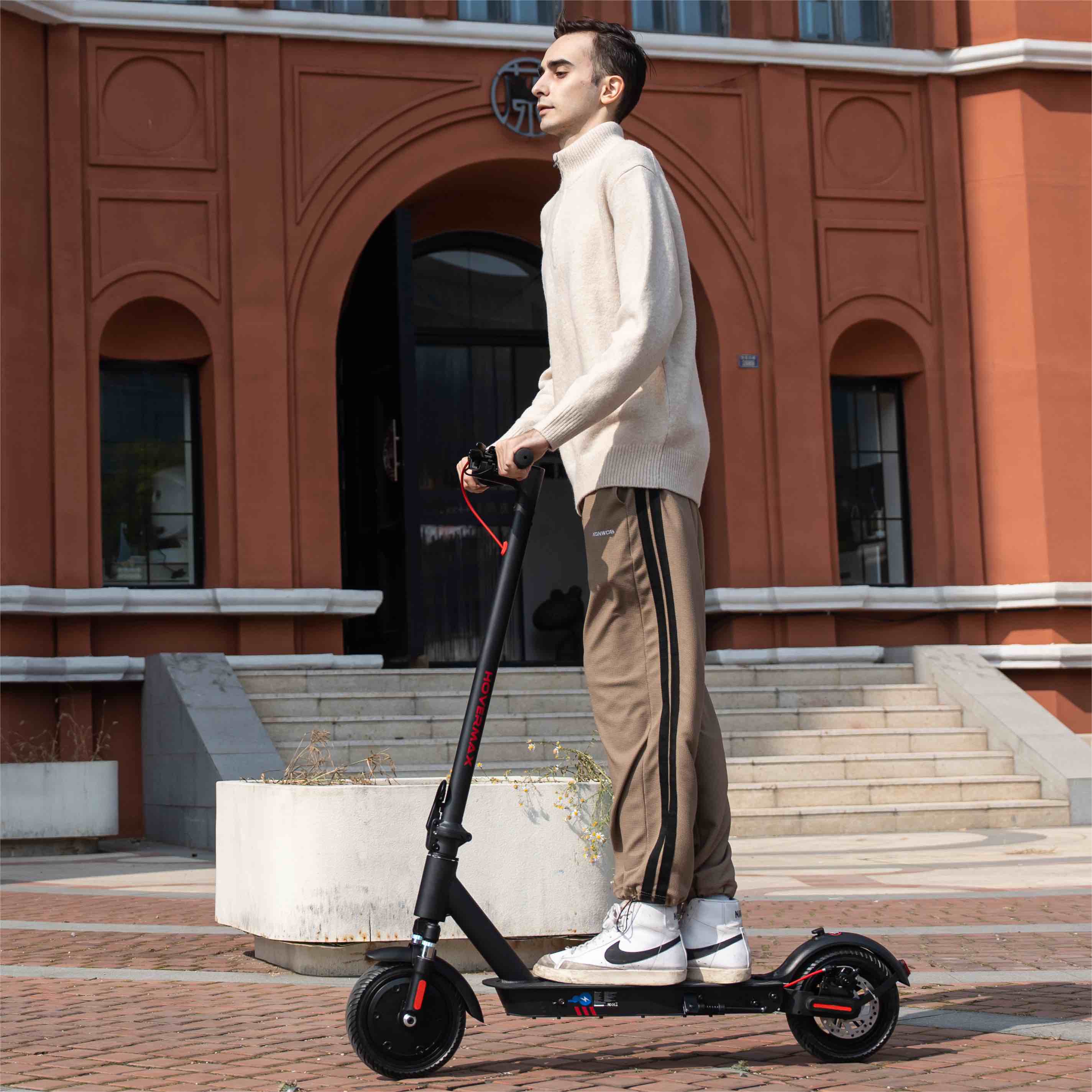 HOVERMAX Electric Scooter 350W Motor Up to 18.6 MPH & 19 Miles, 8.5'' Solid Tires Adults Electric Scooter with APP Control, Foldable and Commute