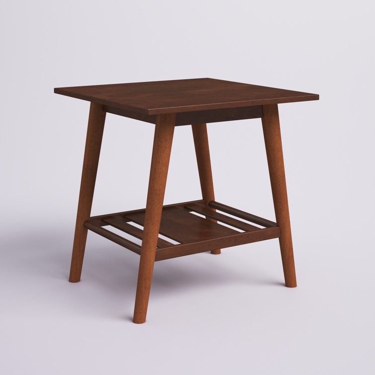 Brock 22” Wood Square End Table with Shelf