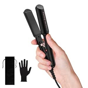 FARERY 1.5 Inch Wide Mini Flat Iron for Travel, 1 1/2 inch Ceramic Small Hair Straightener Flat Iron for Short and Long Hair, Portable Travel Mini Hair Straightener with Dual Voltage