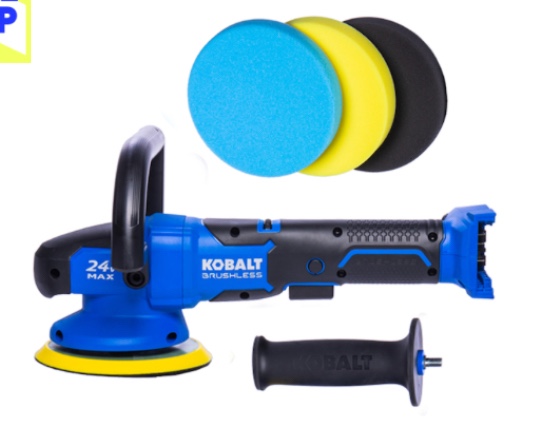 Kobalt 24-V Max Brushless Motor 6-in Polisher - 3 Pads Included - Black and Blue - Bare Tool without Battery KPO 124B-03