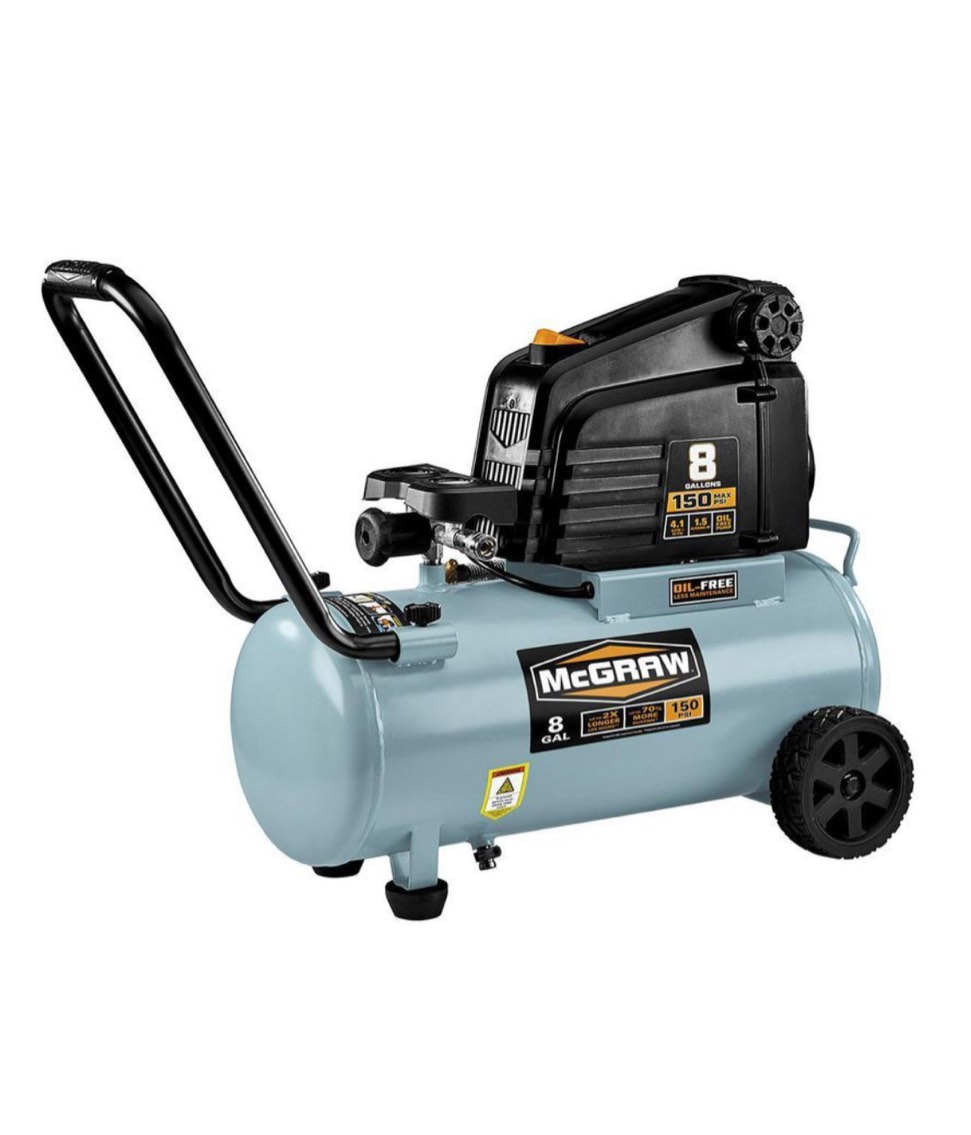 MCGRAW 8 Gallon, 150 PSI Oil-Free Horizontal Shop/Auto Air Compressor