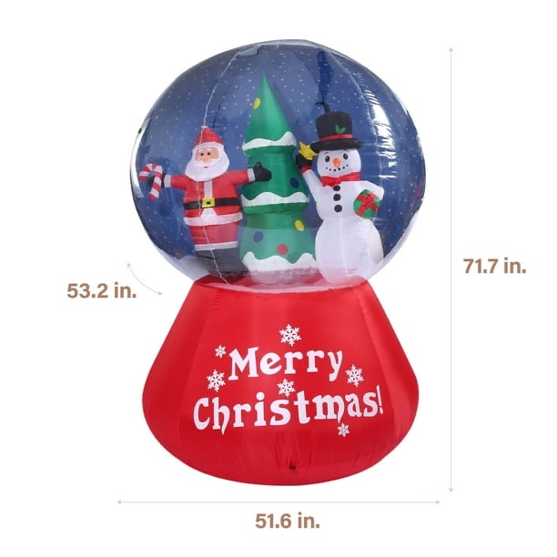 Fraser Hill Farm 6-Ft. Tall Santa & Snowman Snow Globe Blow Up Inflatable with Lights