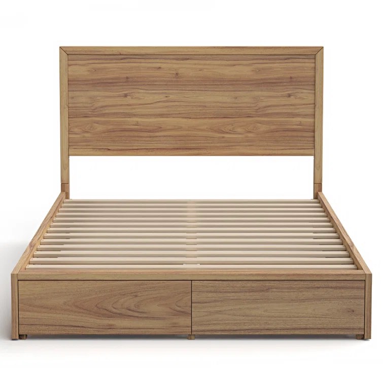 (incomplete)Ashleigh Queen Storaged Bed Natural Side Rail