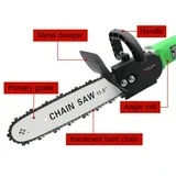 Tignapoo Woodcutting Electric Chainsaw 11" Bar, 11000rpm, Modified Angle Grinder Chainsaw