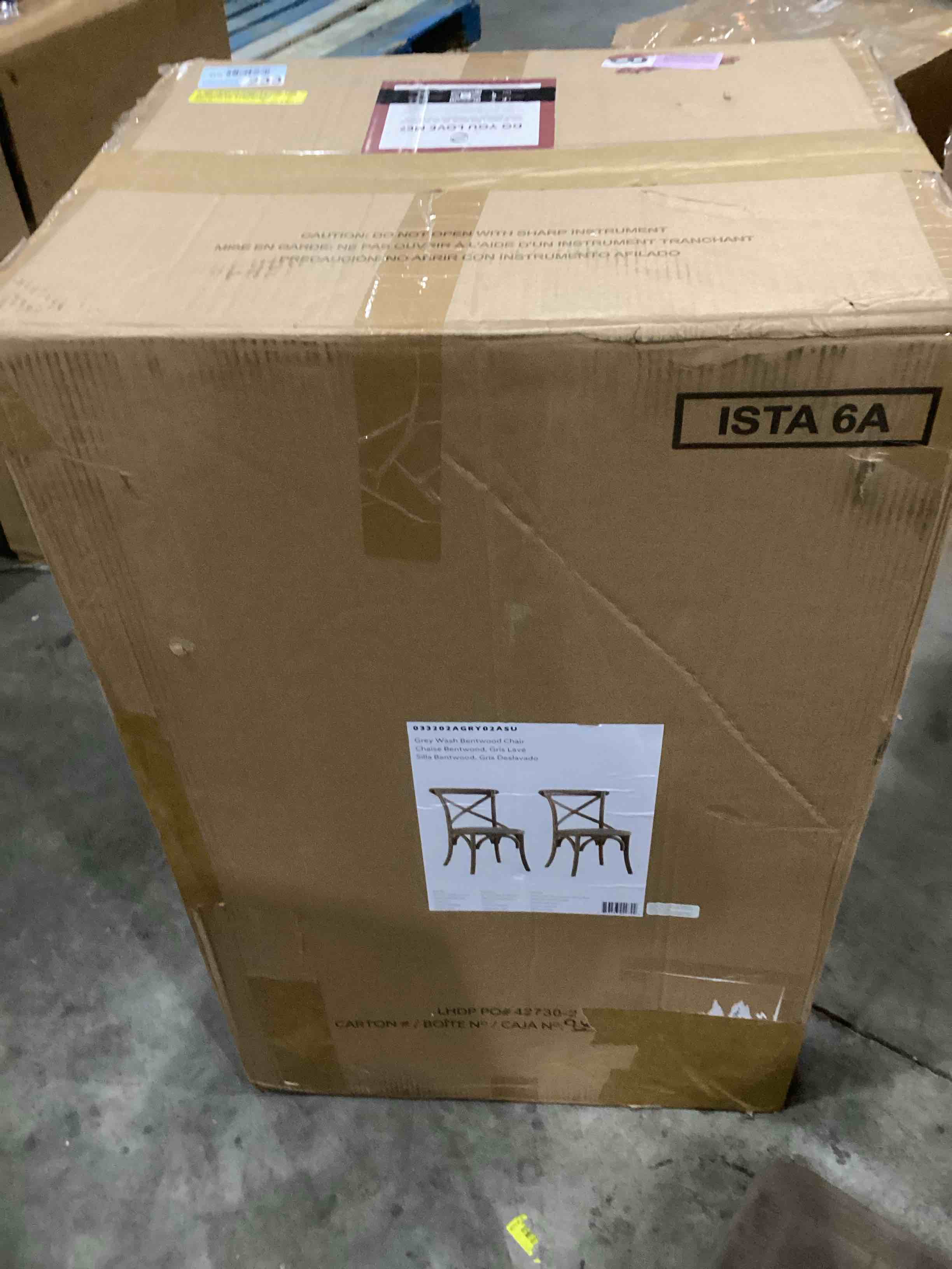 (SET OF 2)Gray Wash Kingery Solid Elm Wood Cross Back Side Chair