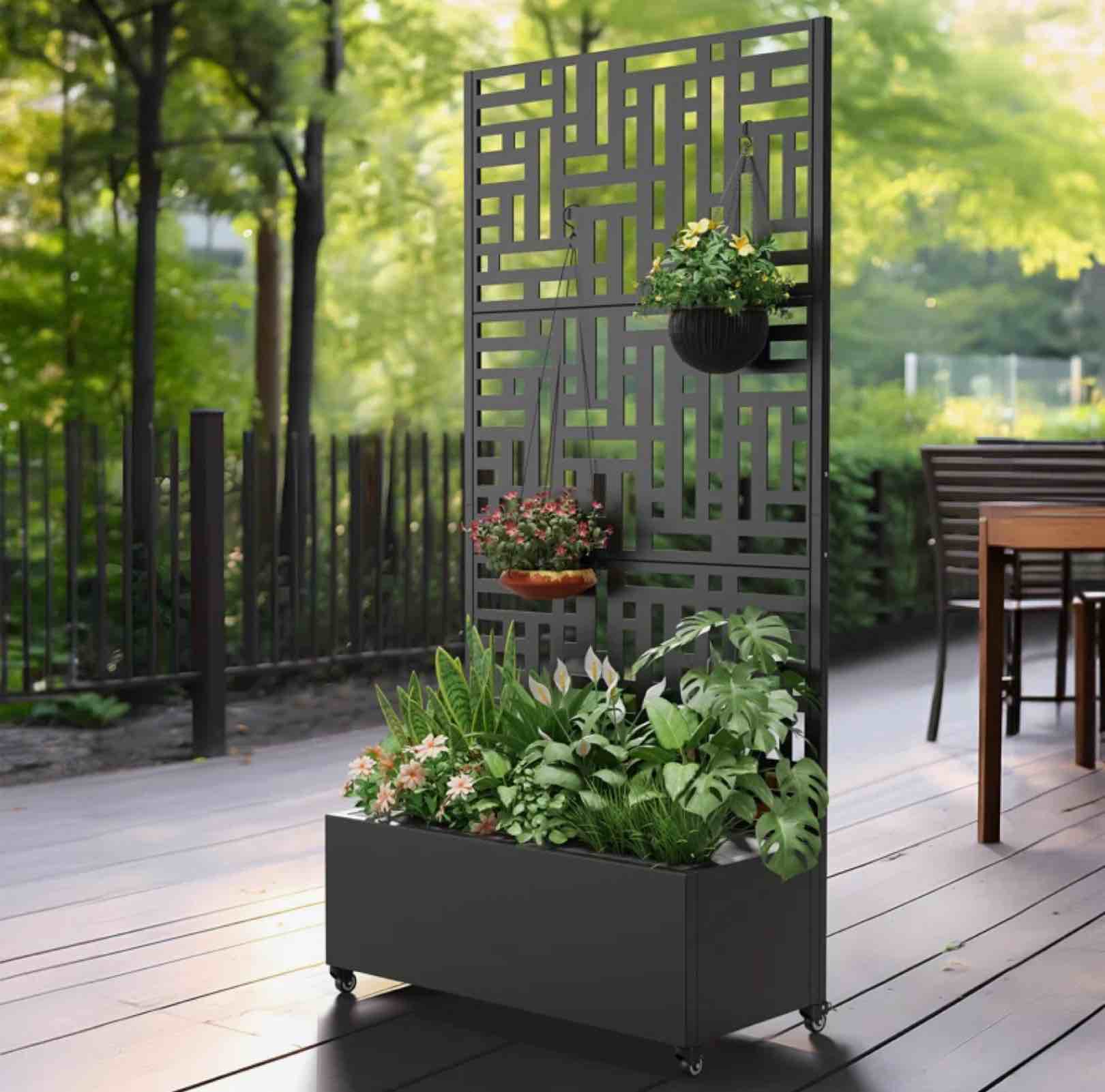 Abraham 5.9 ft. H x 3 ft. W Metal Planter Box with Trellis