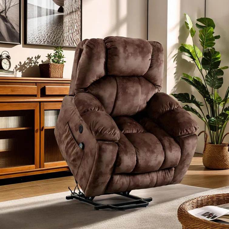 40.6" W Oversize Big Man Power Lift Assist Recliner Chair With Massage & Heating & Dual Cupholders & USB