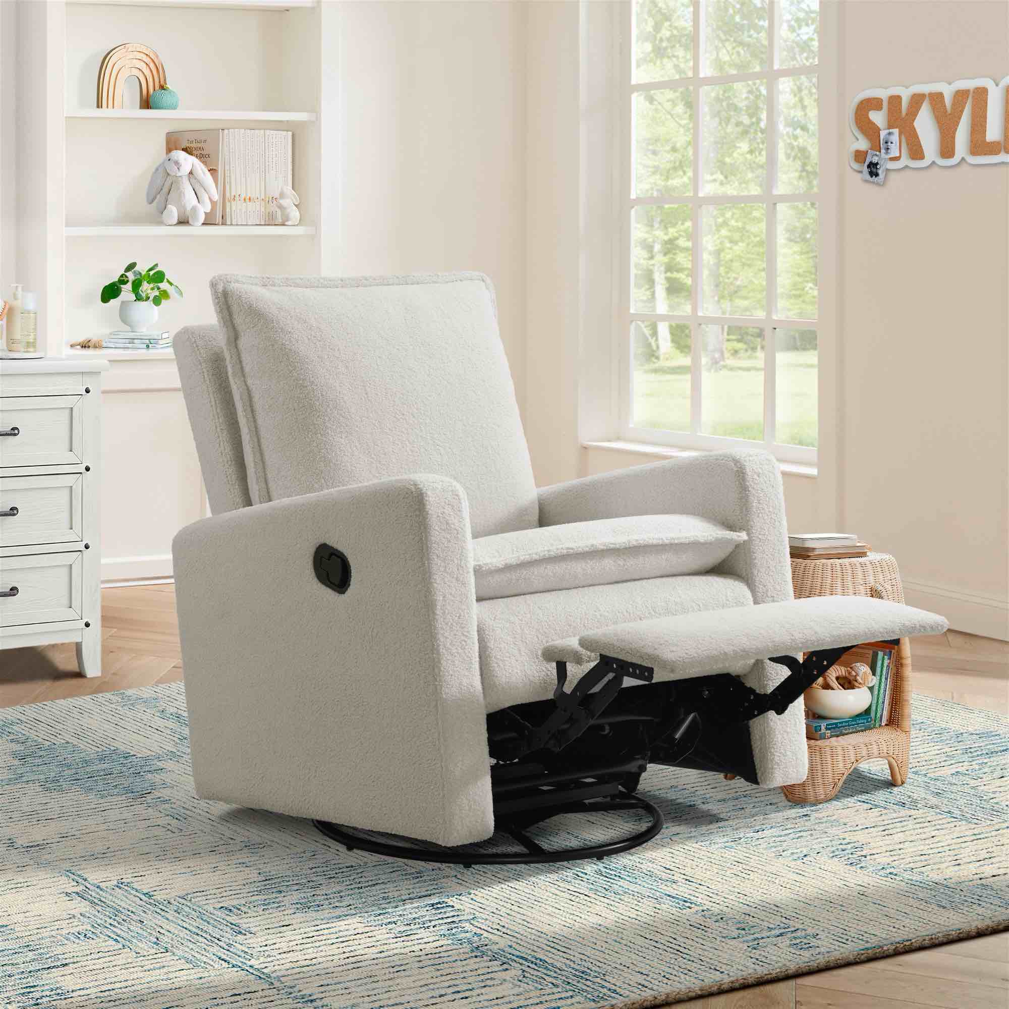 Soho Baby Coventry Glider Recliner Boucle White