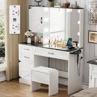 Nastasha Vanity Set with Glass Top and Outlets