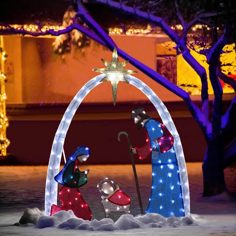 Gutierrez 5FT Christmas Nativity Scene Yard Decoration Light Display