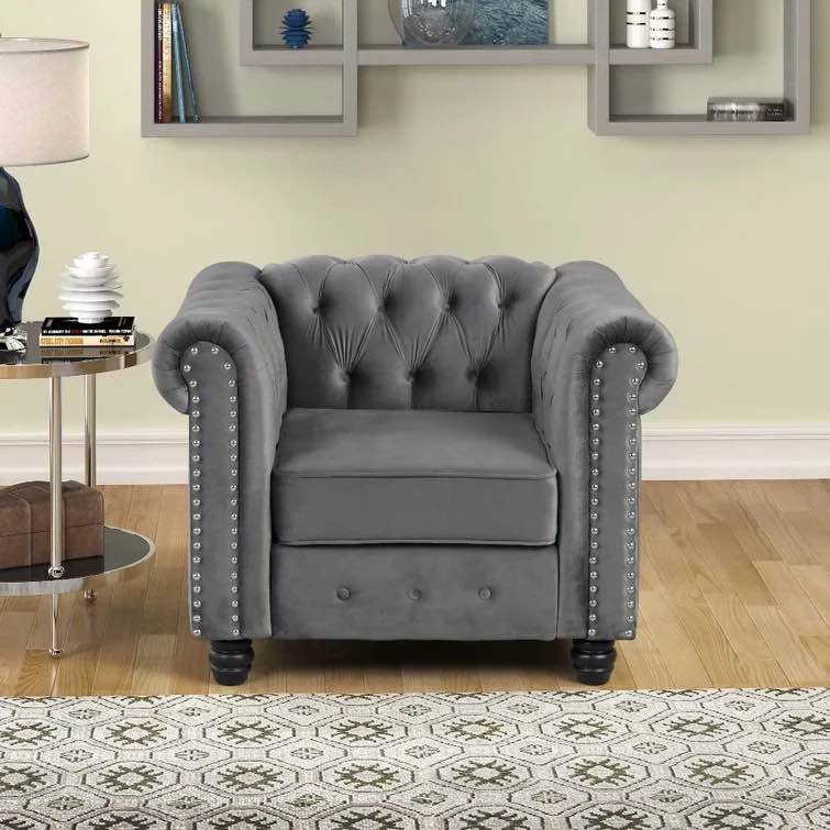 ( incomplete) ( Only the 2 sides )Eisner Velvet Chesterfield Chair