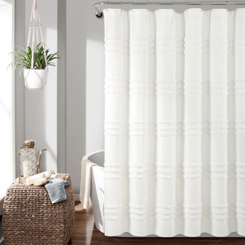 Boho Kendra 100% Cotton Striped Single Shower Curtain