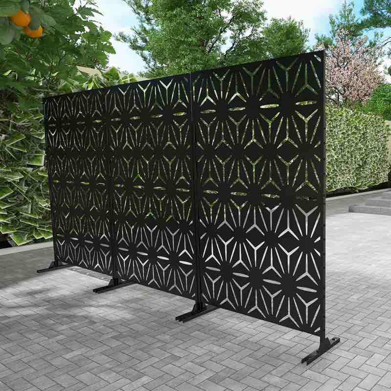 4 ft. W Stanaford Metal Privacy Screen Privacy Panel with Pattern