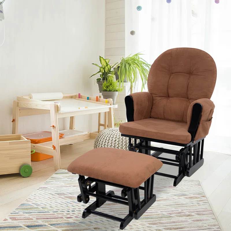 Parkhur Rocking Chair Nursery Glider with Ottoman, Upholstered Rocker Recliner for Breastfeeding