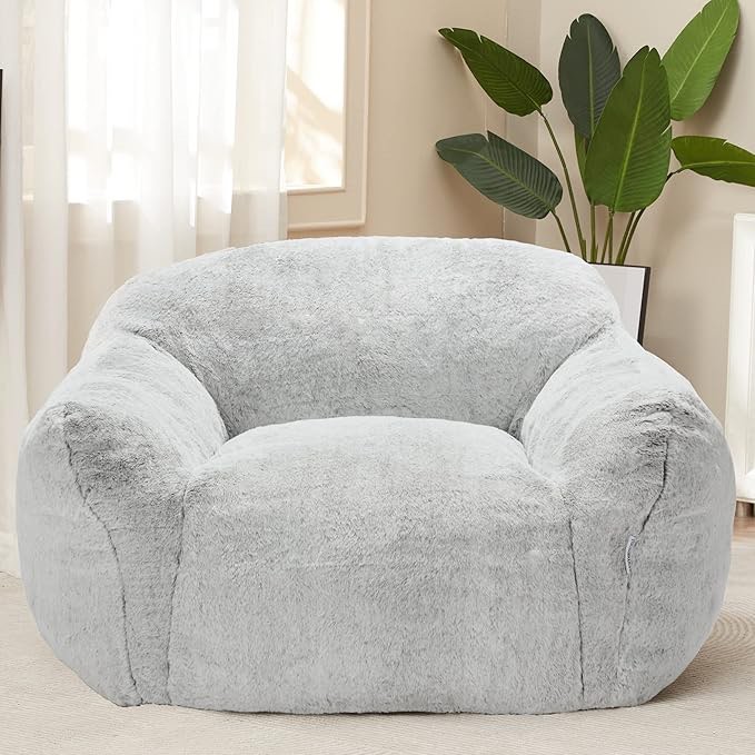 (similar) Living Room Chair Lazy Cozy Sofa Single Comfy Chair Furry Sofa with Armrests Oversized Armchair Recliner Chair Sofa for Bedroom Leisure Accent Chair for Adults,Teens(Light Grey)