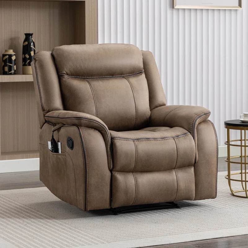 Abbagail 38.9" Wide Overstuffed Faux Leather Manual Recliner with M