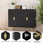 47.2" Accent Cabinet With 3D Geometric Doors