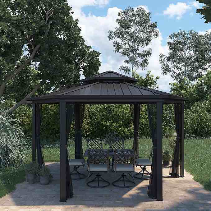 15Ft w x 15FTD ALUMINUM DOUBLE HARD TOP  GAZEBO   ZPSLT-1315-H-2. 2 of 3 only. incomplete 
