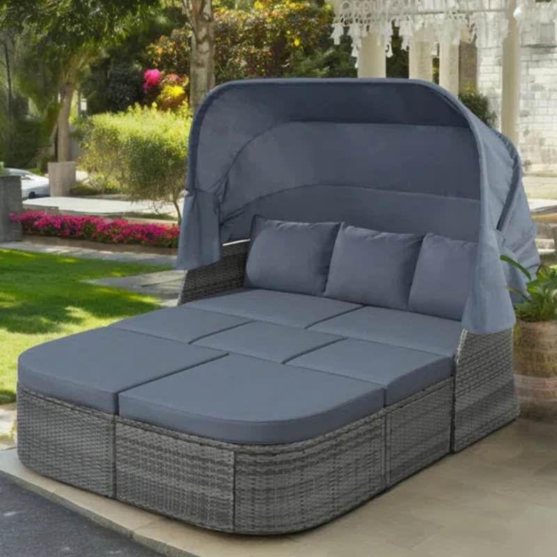 LAQUAVION 61.42” WIDE OUTDOOR PATIO DAYBED WITH COVER. incomplete 1 of 2 only 