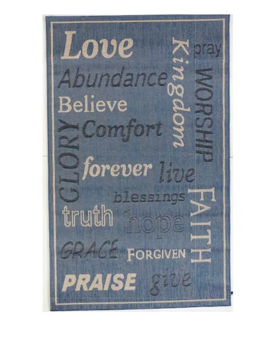 FW Collection Love Forever Blue 4 ft. x 6 ft. Polypropylene Indoor/Outdoor Area Rug