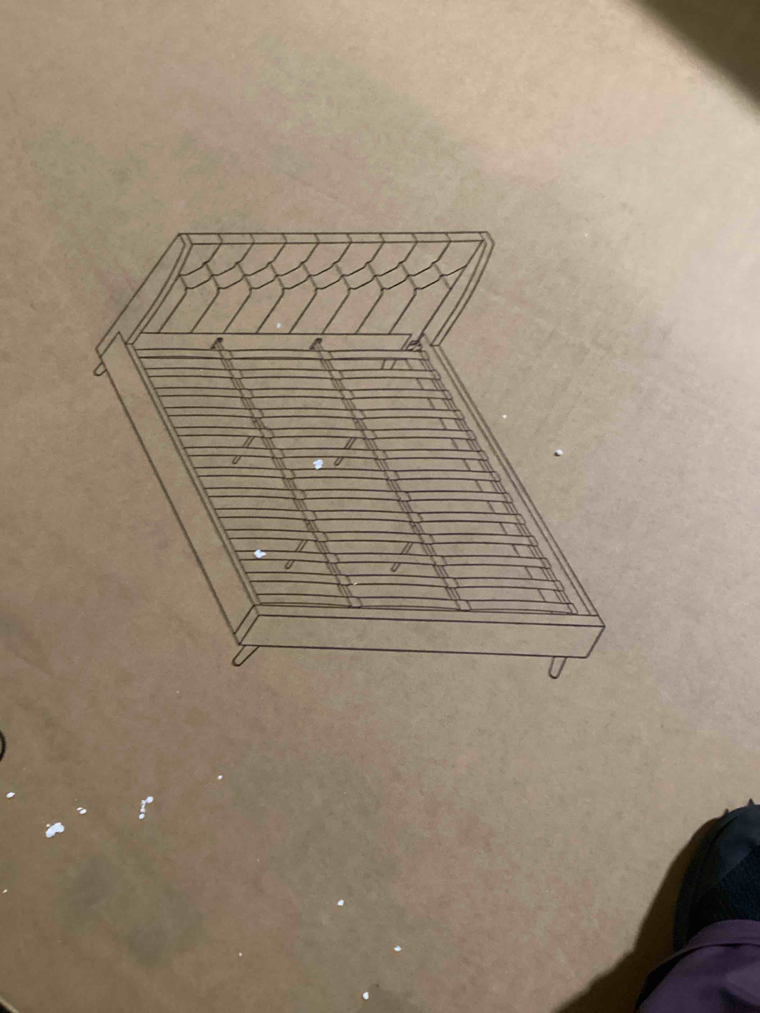 Her Majesty Gray Linen King Bed Frame Box 1/2 )