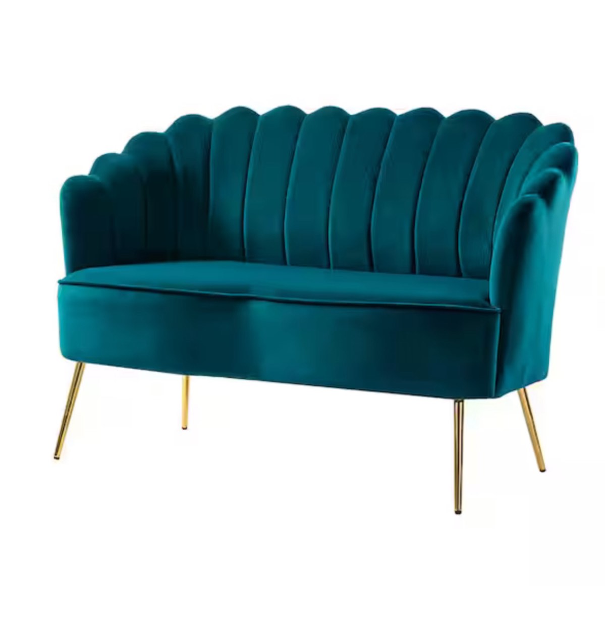 Yeran Velvet 50.2 in. Teal 2-Seats Loveseat with Flower Shaped Back Design