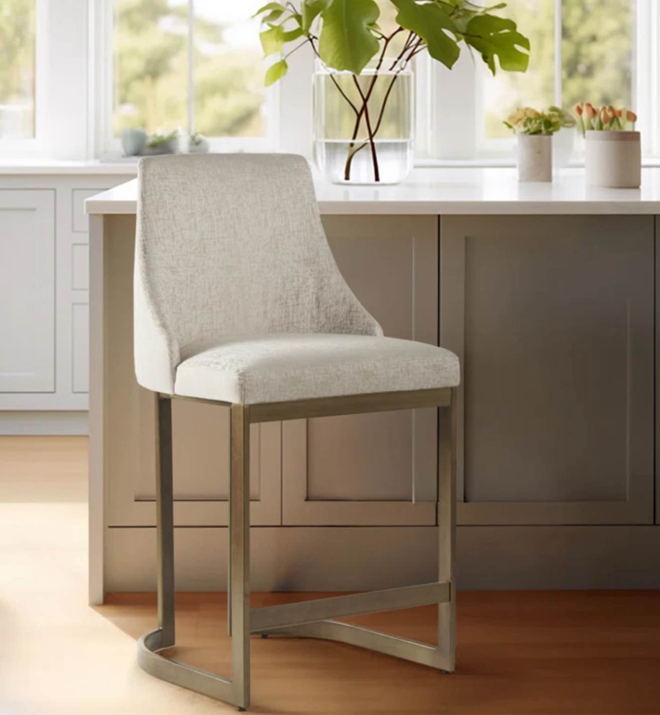 Averett 26"H Upholstered Counter Stool with Metal Base