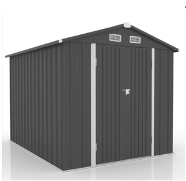 10' x 8' Outdoor Metal Storage Shed, Tools Storage Shed, Galvanized Steel Garden Shed with Lockable Doors, Outdoor Storage Shed for Backyard, Patio, Lawn, D7811(incomplete box B )