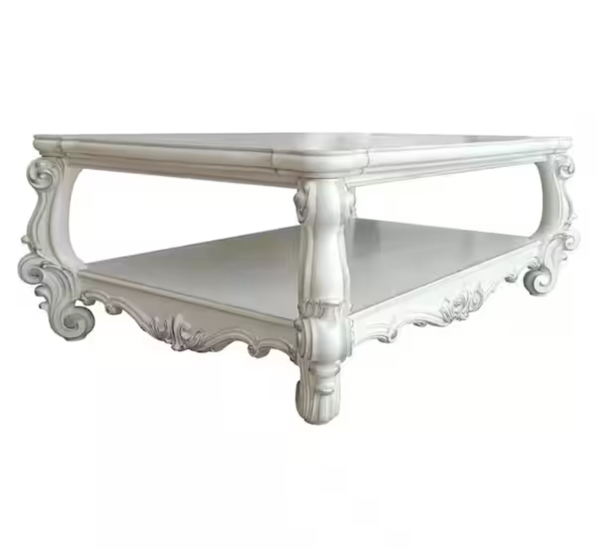Versailles 21 in. Bone White Finish Rectangle Wood Coffee Table