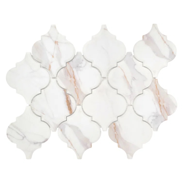 12" x 9" Arabesque Marble Look Mosaic Floor & Wall Tile (incomplete partial box only)